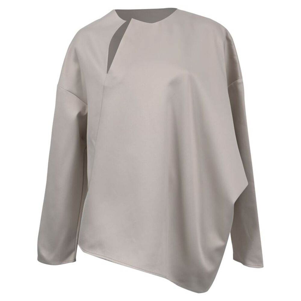 Totême Montbel Asymmetric Hem Blouse in Beige Polyester